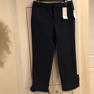 Slim Leg Crop, Tummy Slimming Pants - navy